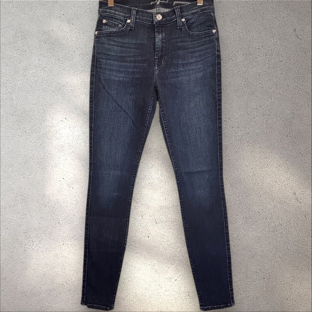 7 For All Mankind Dark Indigo Gwenevere Skinny Jeans Sz 27/30